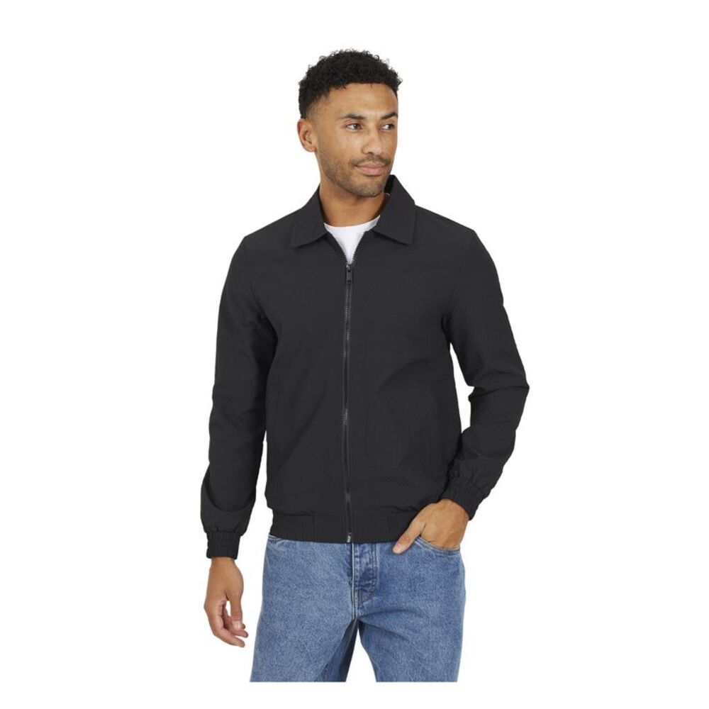 Brave Soul Mens Seersucker Harrington Jacket / Black